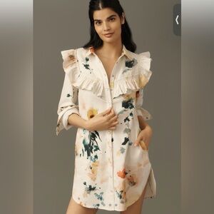 Floral Ruffle Button-Up Blouse